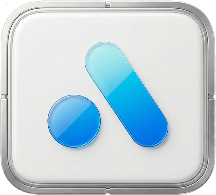 Acquirely workspace: centered control surface with brand chip and workflow chrome.